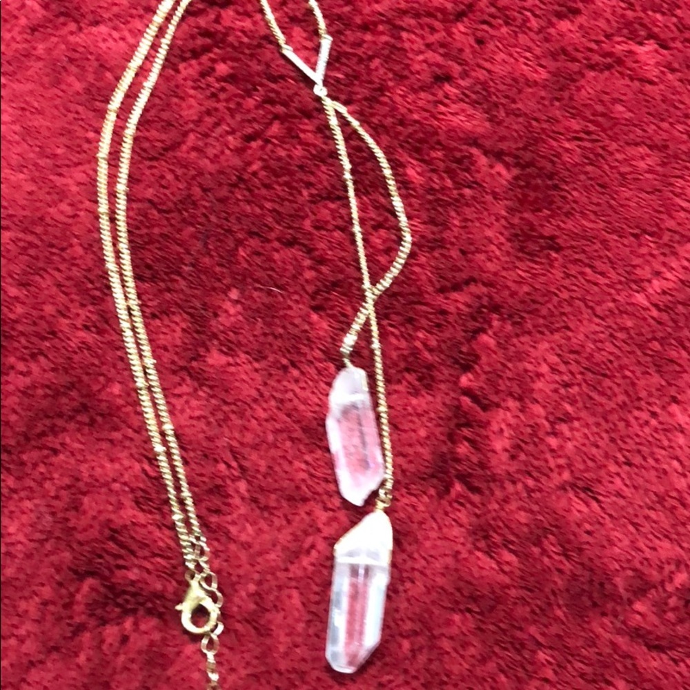 GORGEOUS NECKLACE IN GOLD COLOR WITH CLEAR QUARTZ - Picture 3 of 8